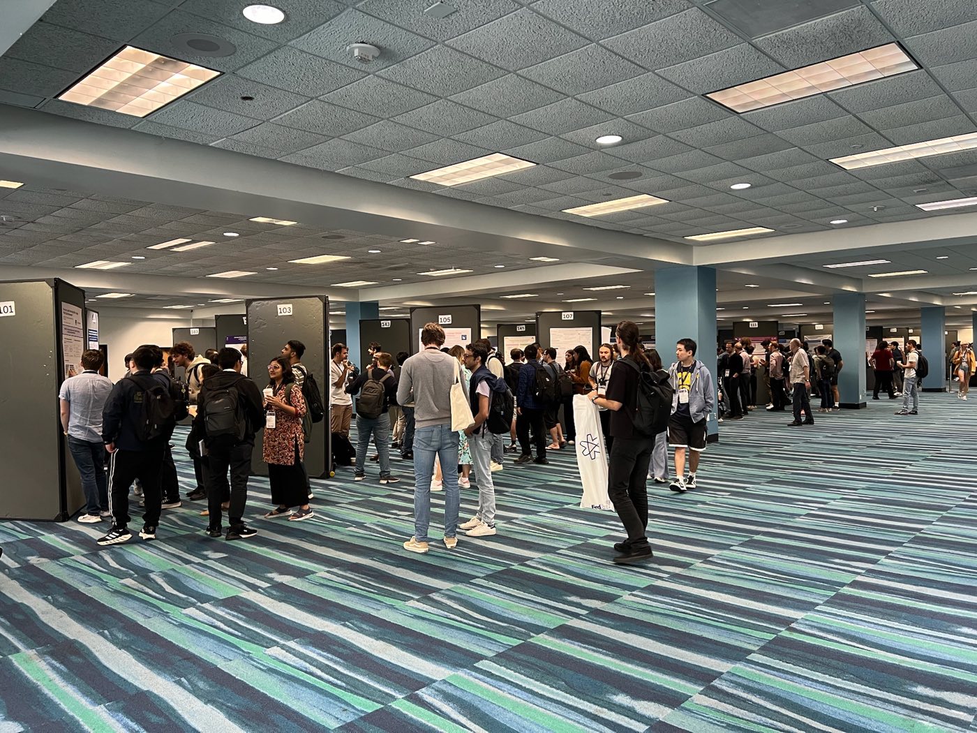 Wide view of the EMNLP 2024 poster session hall