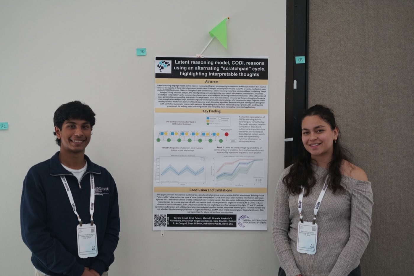 Algoverse researchers presenting latent reasoning CODI poster