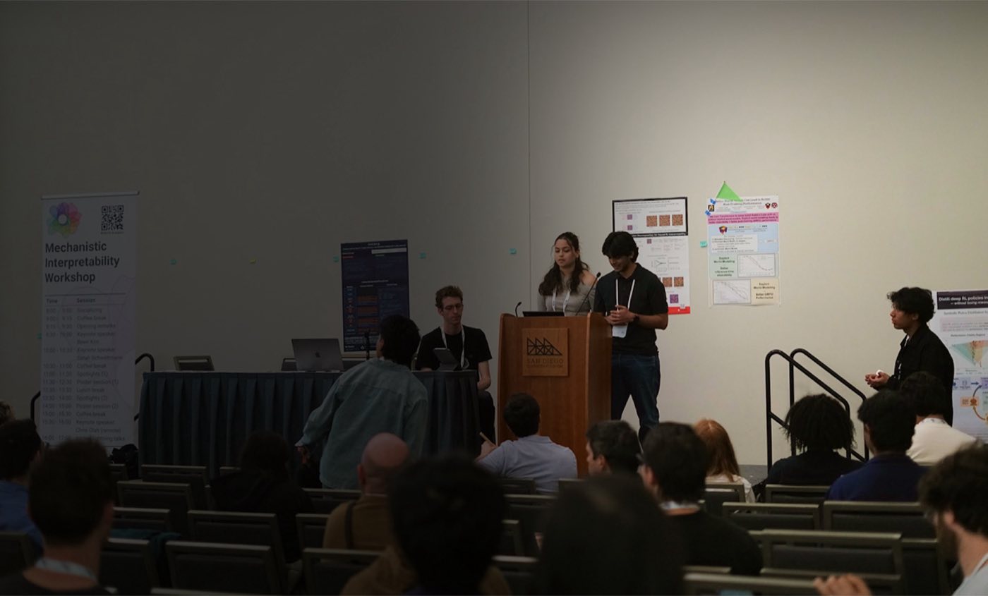 Algoverse students presenting at the Mechanistic Interpretability Workshop