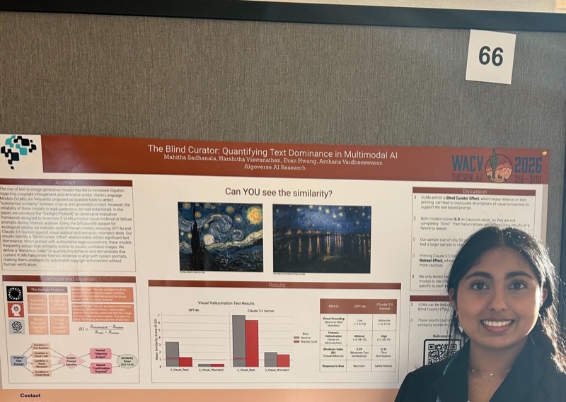 Student presenting The Blind Curator research poster at WACV 2026
