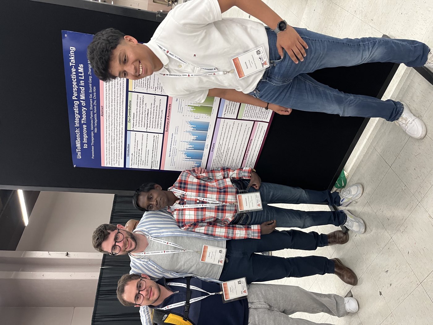 Algoverse team posing with research poster at NAACL 2025