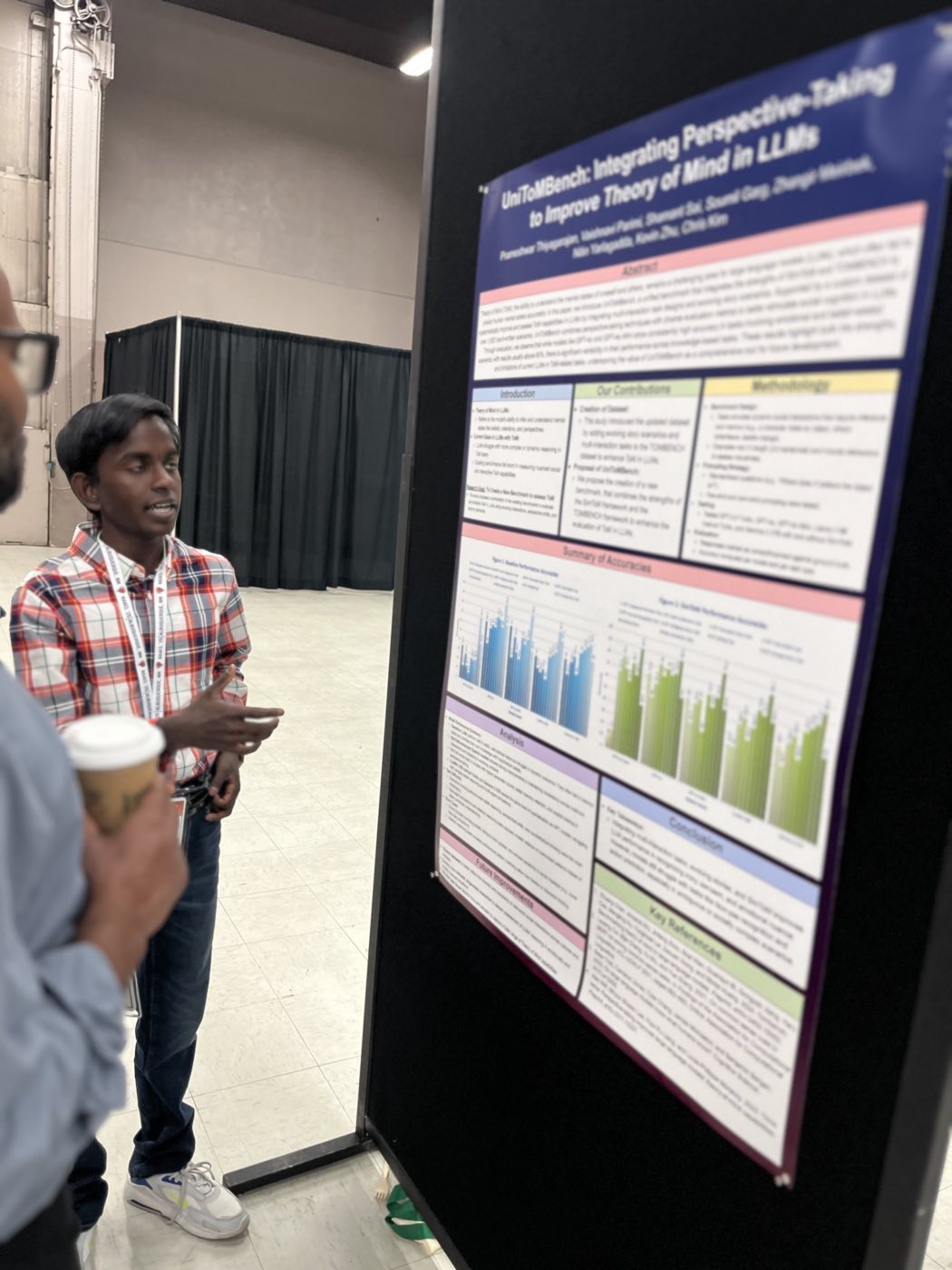 Algoverse student presenting PerspectiveMod theory of mind research poster at NAACL 2025