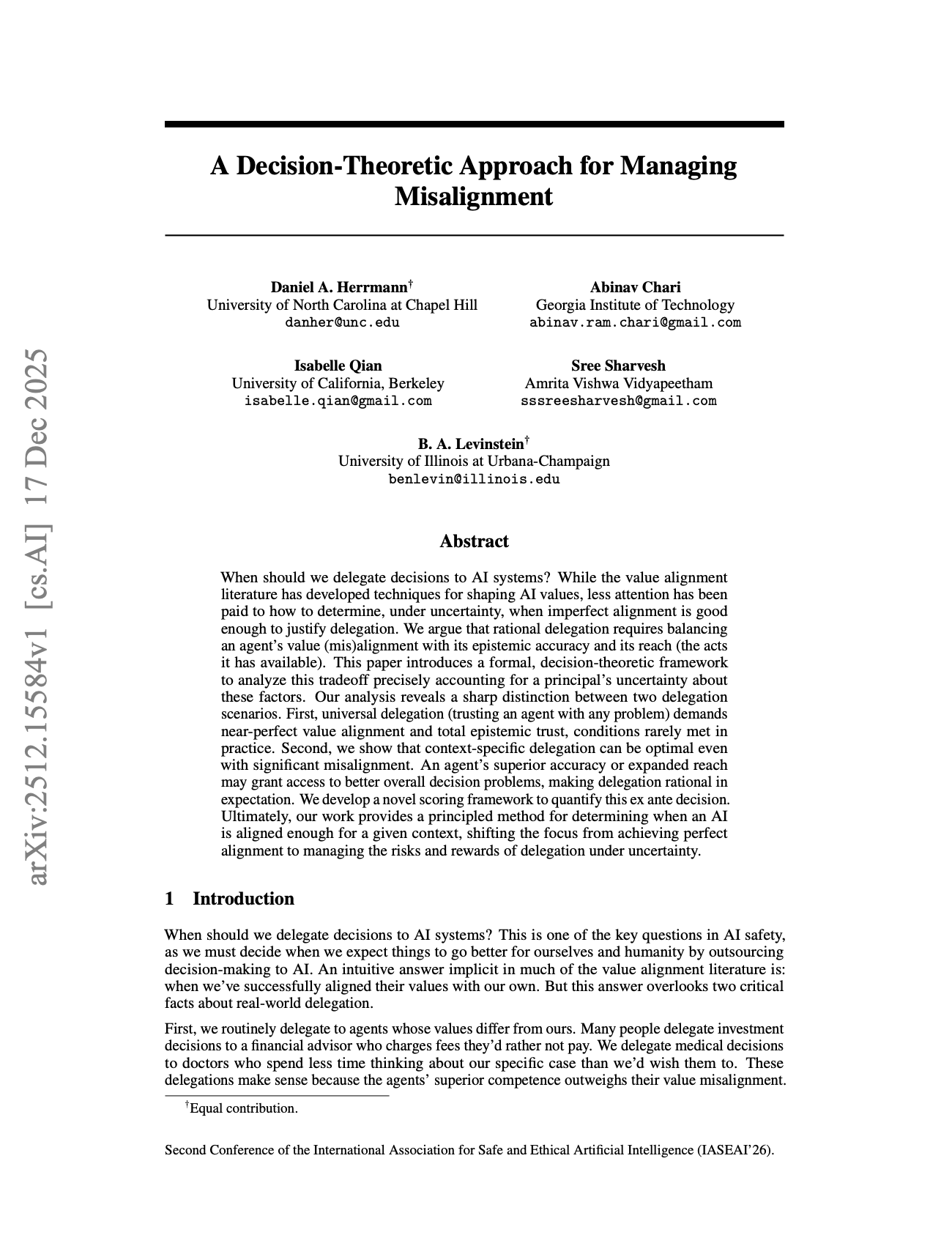 Preview of A Decision-Theoretic Approach for Managing Misalignment
