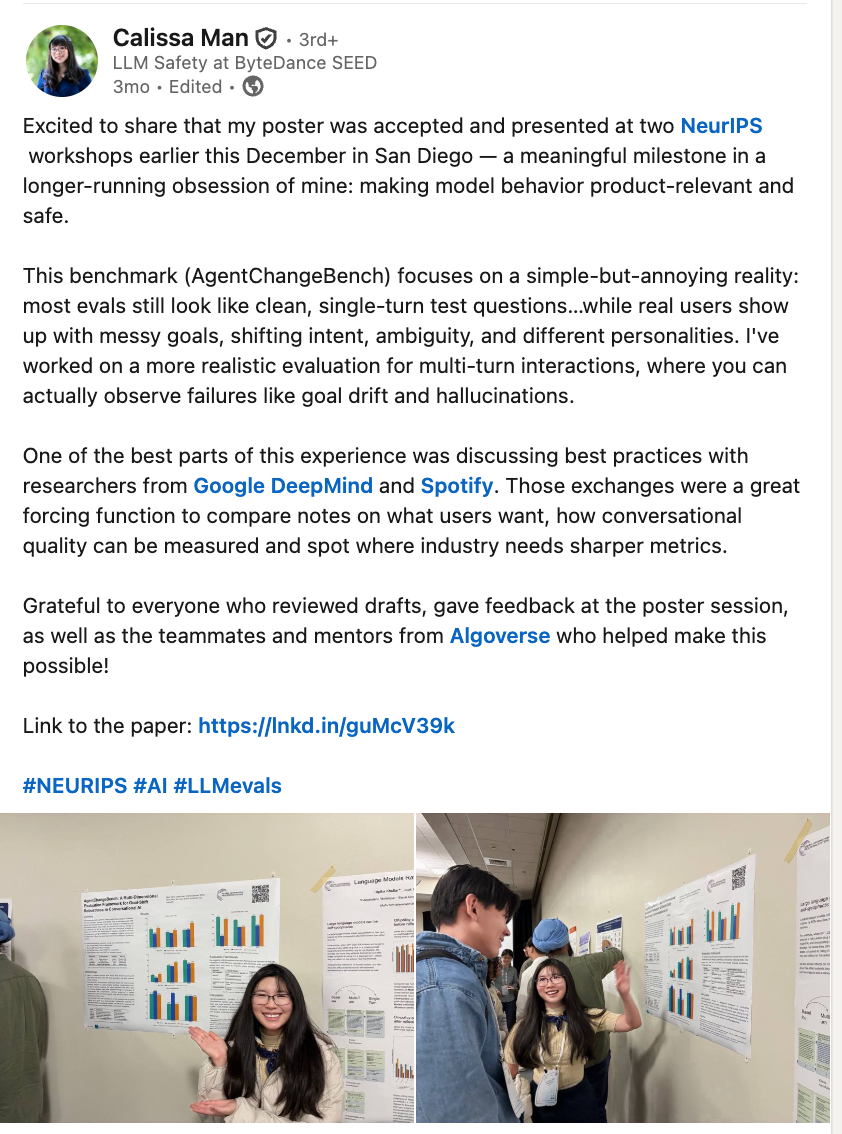 Calissa Man - NeurIPS 2025 poster presentation on LinkedIn