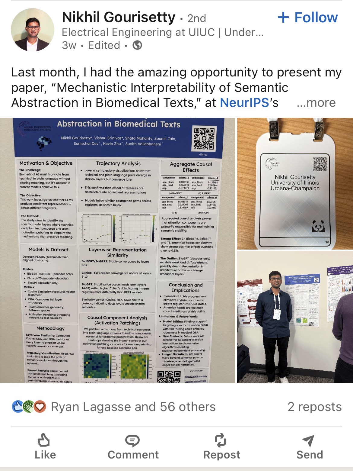 Nikhil Gourisetty - NeurIPS workshop presentation on LinkedIn