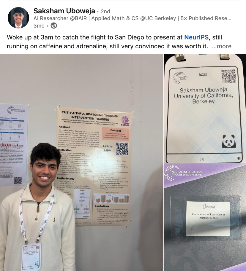 Saksham - research announcement on LinkedIn