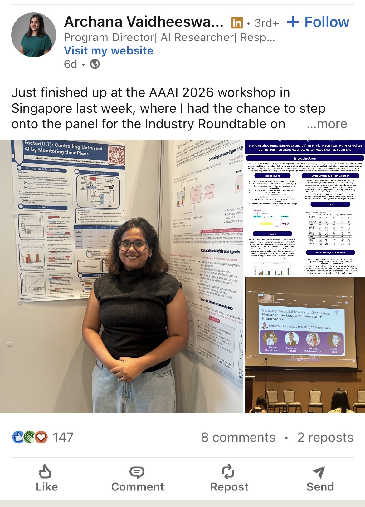 Archana Vaidheeswaran - AAAI 2026 workshop panel in Singapore on LinkedIn