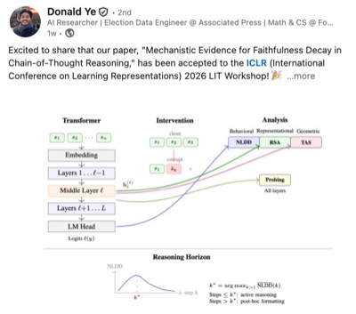 Donald Ye - ICLR 2026 LIT Workshop paper acceptance on LinkedIn