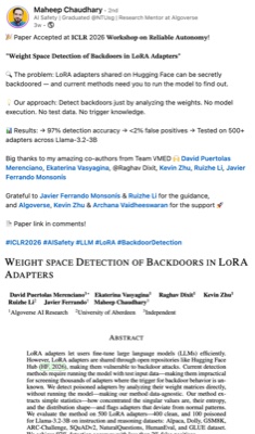 Maheep Chaudhary - research announcement on LinkedIn