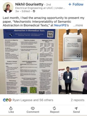 Nikhil Gourisetty - NeurIPS workshop presentation on LinkedIn