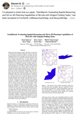 Steven N. - GamiBench paper acceptance on LinkedIn